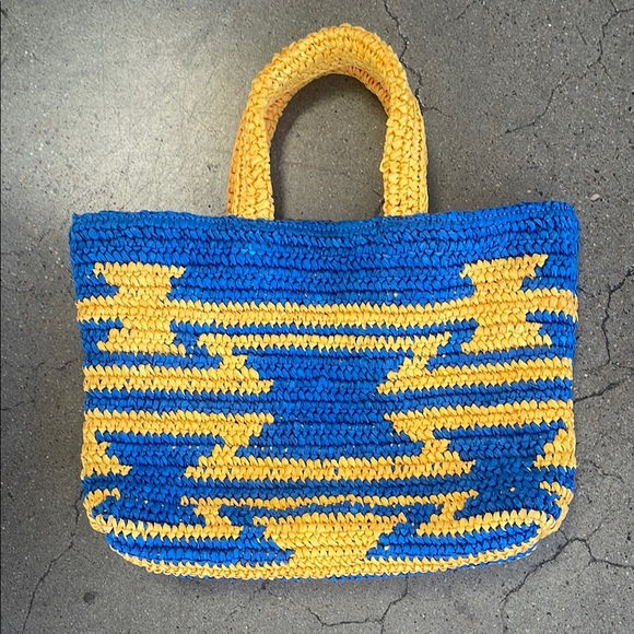 Rodeo Bar Style Rustic Raffia Aztec Tote - Picture 2 of 6